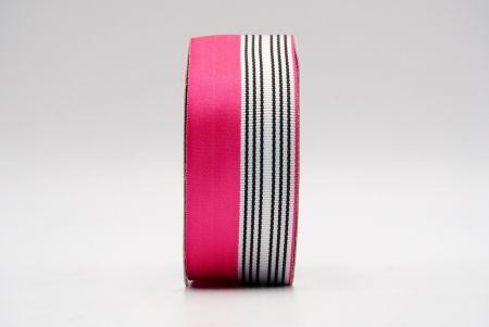 Nastro di design in raso rosa caldo-mezzo bianco_K1765-2033